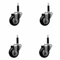 Service Caster 3'' Black Poly Wheel Swivel 3/4'' Expanding Stem Caster Set, 4PK SCC-EX20S314-PPUB-BLK-34-4